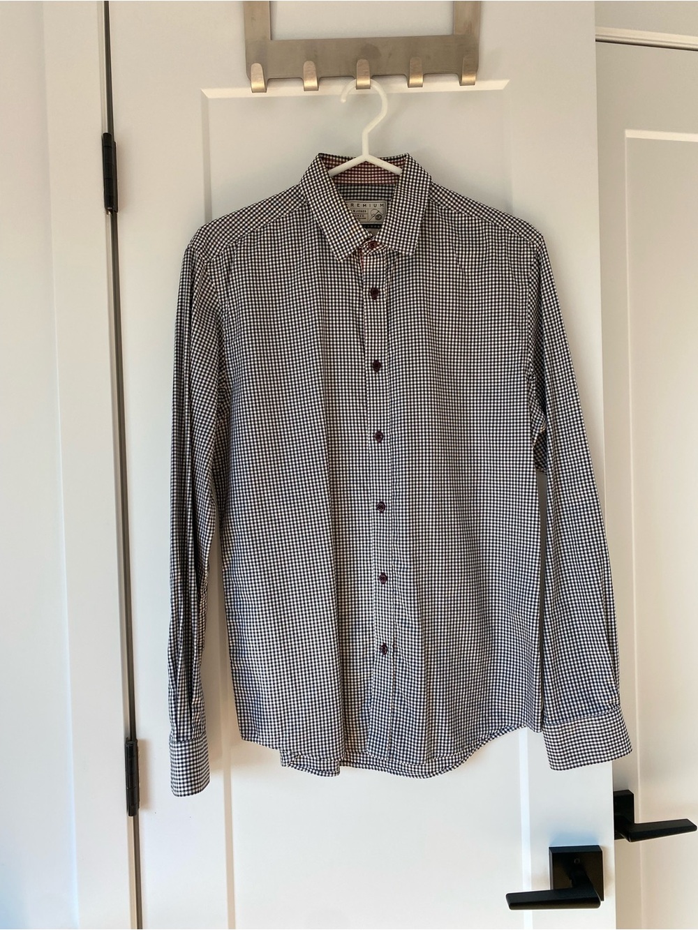 Jack&Jones Men's Black & White Check Long-Sleeve Shirt